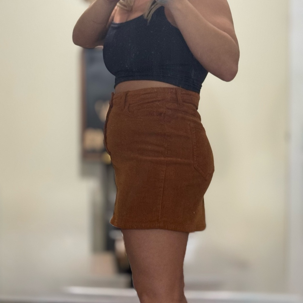 Brown Corduroy Mini Skirt by Cello - Picture 2 of 7